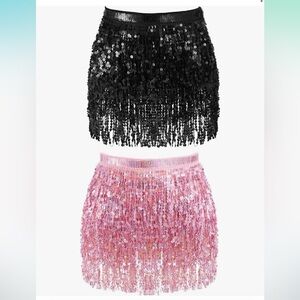 2 piece sequin tie skirt